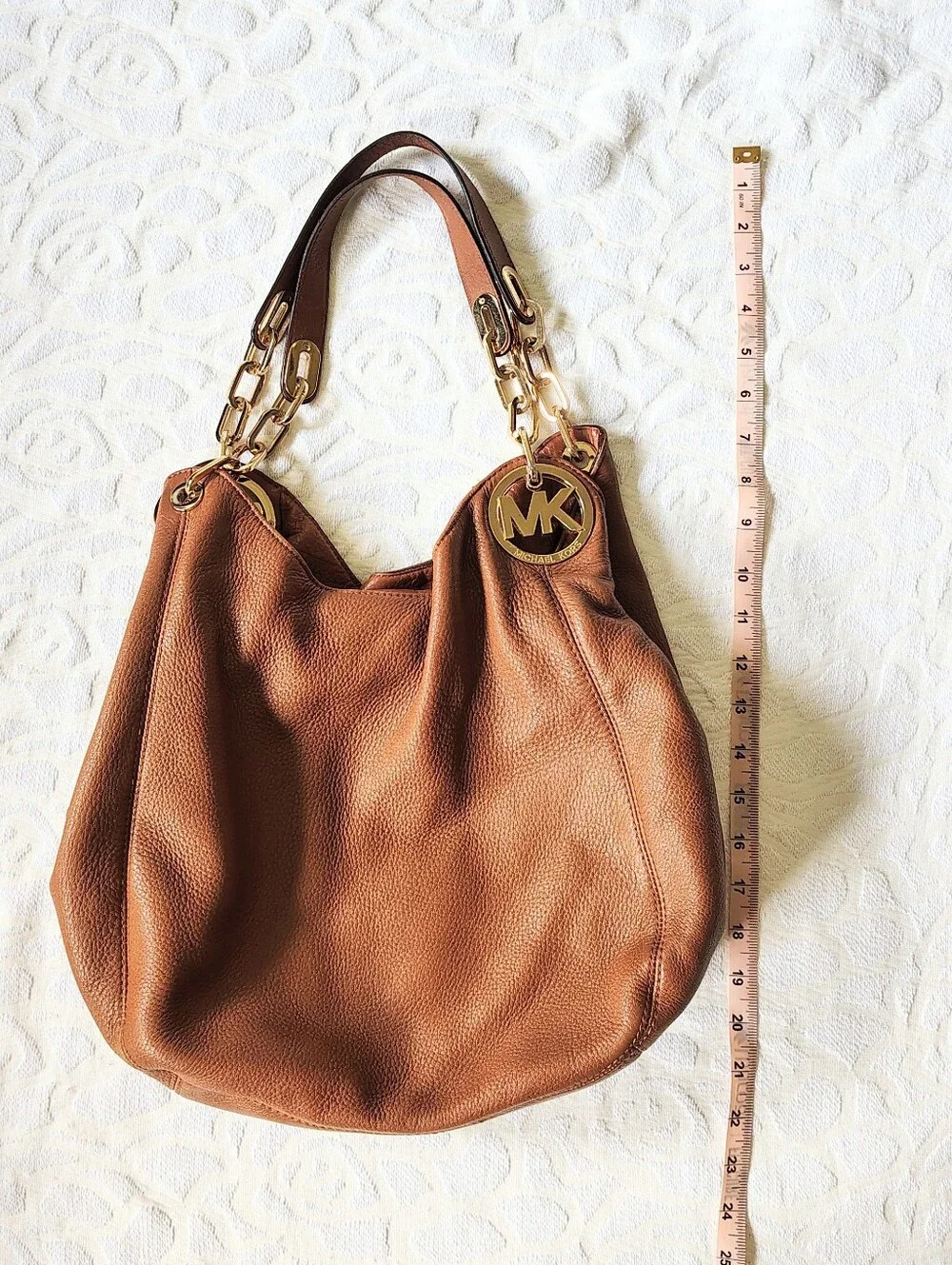 Michael Kors Fulton Large Shoulder Bag Brown Leather